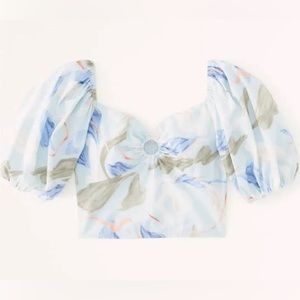 Abercrombie Puff Sleeve Poplin O-Ring Top